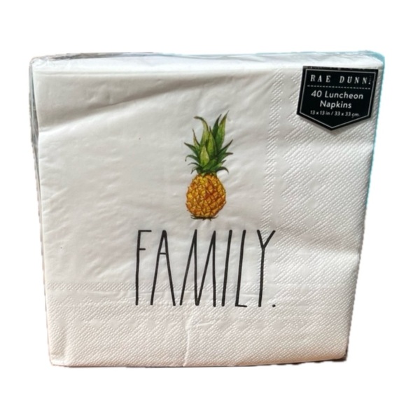 Rae Dunn New Napkins FAMILY 40 Pack Pineapple Aloha Luncheon Welcome Ivory Black - Picture 1 of 15